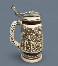 Vintage 1980 Avon Ceramarte Brazil Western Cowboy Rodeo Beer Stein Pewter Lid