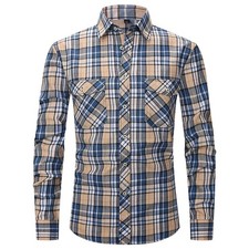 Mens Long Sleeve Check Shirts Lumberjack Casual Work Flannel Shirt Size S – 2XL