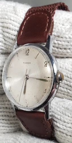 VINTAGE 1964 TIMEX MERCURY SILVER TONE MEN'S WATCH 1960s MECHANICAL HAND WIND UP
