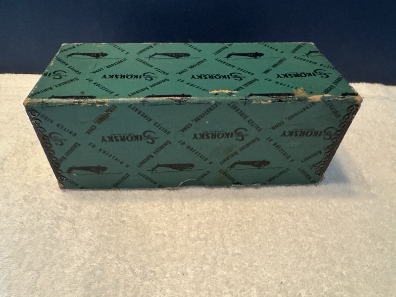 Vintage SIKORSKY Aircraft Helicopter Green Cardboard Box W Logo 1960s