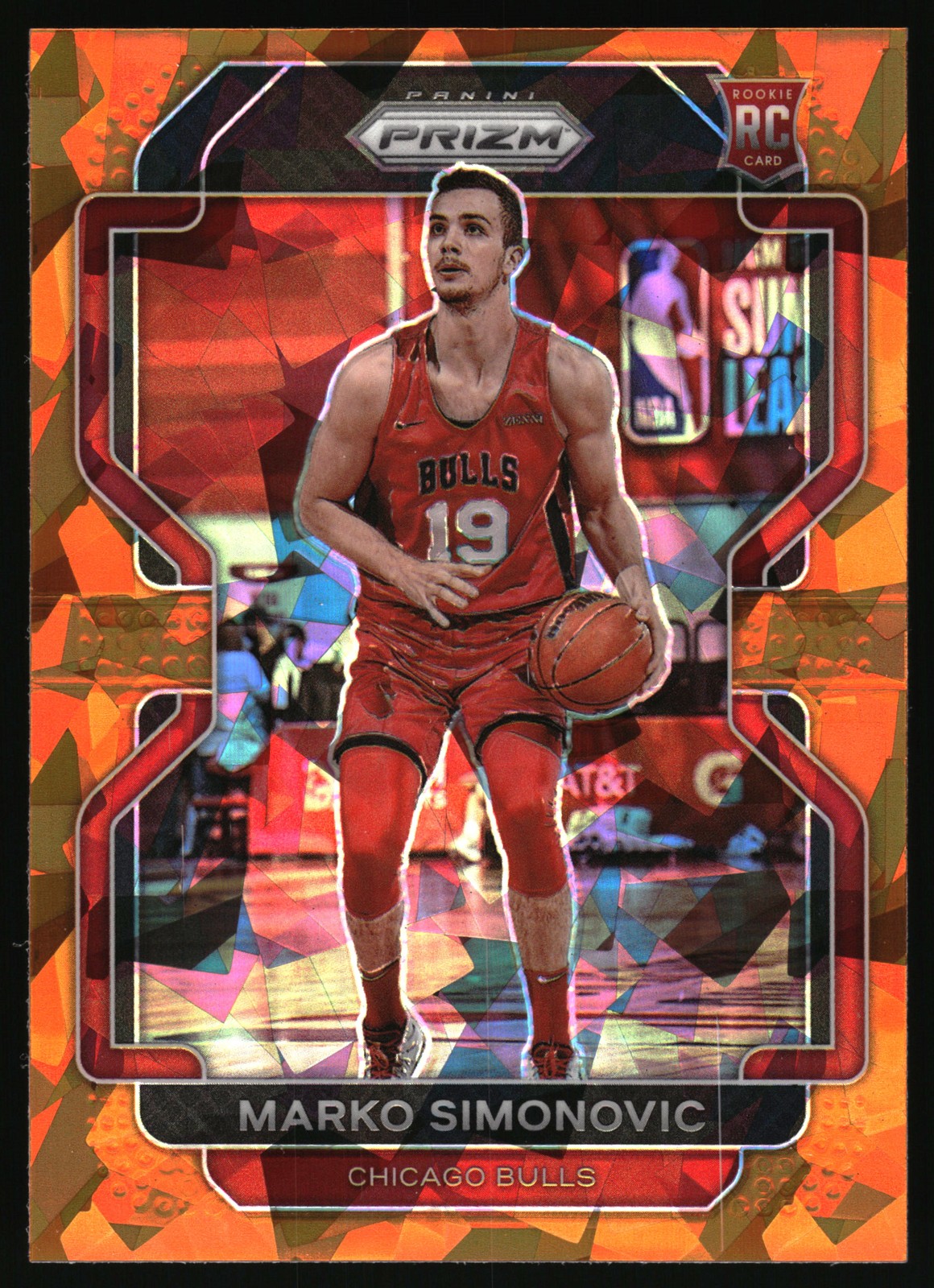 2021-22 Panini Prizm Orange Ice #166 Marko Simonovic Chicago Bulls Rookie