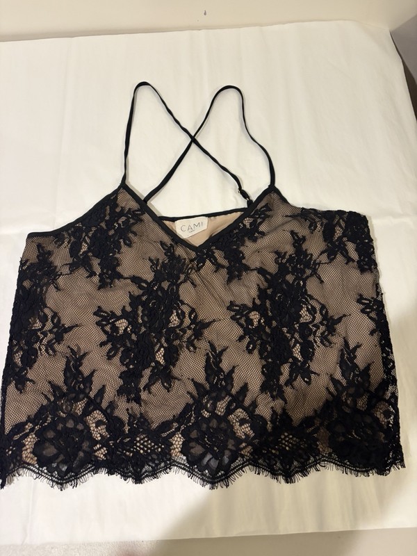 Cami NYC The Hannah Cropped Lace Silk Cami Women's XS Tank Top Sexy Feminine