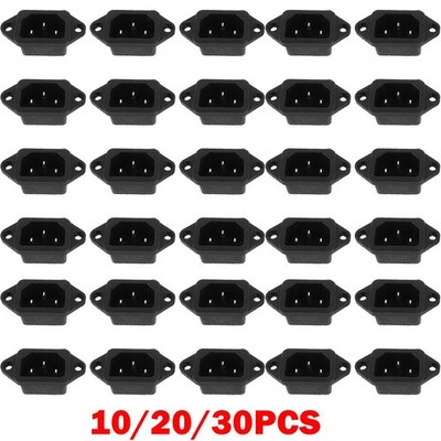 10-30Pcs AC250V 10A IEC 320 C14 Panel Mount Plug Adapters Power Connector Socket