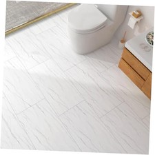 12"x24" 15 Pcs Marble Vinyl Flooring Peel and Stick Box of 15 Tiles White
