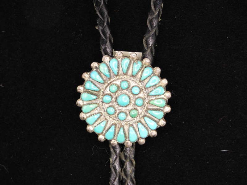 BERNALL NATEWA SIGNED ZUNI BOLO TIE