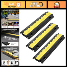 3PC Heavy Duty Rubber Cable Protector Ramp, 2-Channel Floor Cord Cover, Traffic