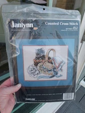 VTG Janlynn Counted Cross Stitch Kit #80-75 - KITTIES' PICNIC - 1991 Made in USA