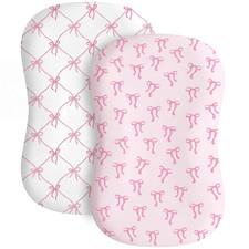 Croblissful 2 Pack Pink Bow Baby Lounger Cover Stretchy and Soft Infant Lounger