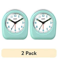 (2 pack) Quartz Analog Arch Alarm Clock,Mint Battery Operated Small Travel Clock