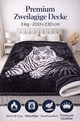 Kuscheldecke  Decke 200x230 cm Zweilagige Doppelseitige 2 Ply ,  3 kg Schwarz - Bild 1 von 3
