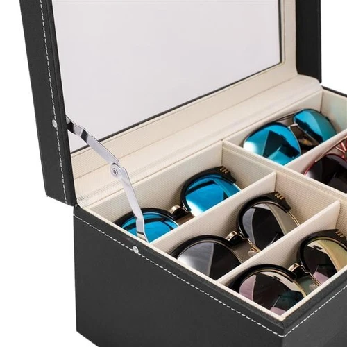Leather 12 Piece Eyeglasses Storage and Sunglasses Display Drawer Lockable - - Picture 6 of 12