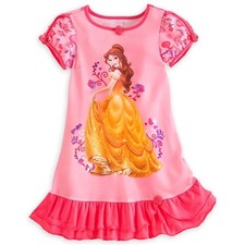 Disney Store Princess Belle Short Sleeve Nightgown Pajama Girl Size 7/8