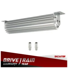 Universal 12" Aluminum Dual Pass Finned Transmission Trans Oil Cooler Kit Silver
