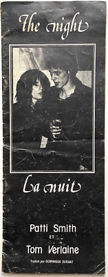 PATTI SMITH & TOM VERLAINE The Night La Nuit (1st Edition Fear