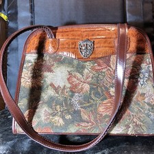 M.C. Vintage Tapestry Purse  Very Nice  Leaves  Double Zipper