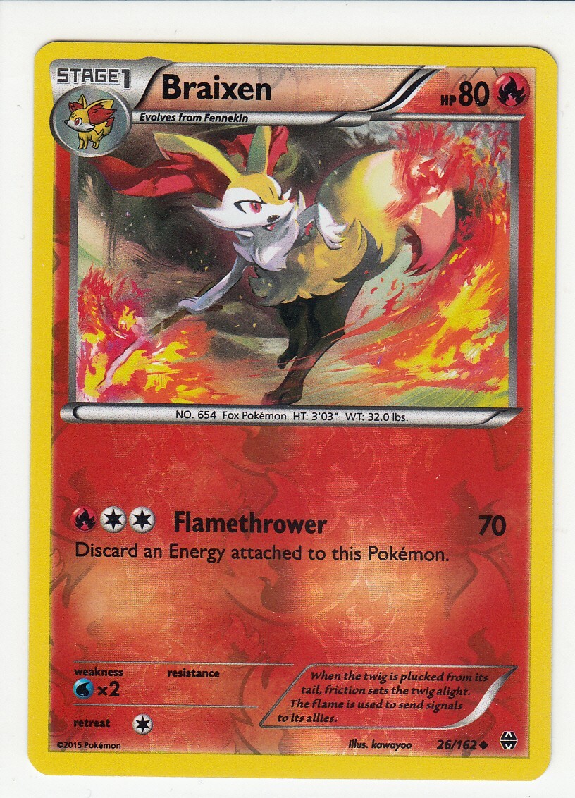 Braixen 26/162 Reverse Holo - Fast free Shipping