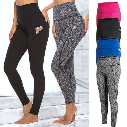 Womens High Waist Yoga Pants Pocket 