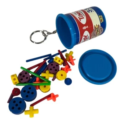Miniature Classic TinkerToy Construction Set 33 Pc Keychain 1999 Hasbro Complete - Image 1 of 3