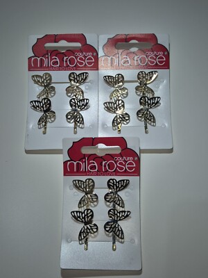 Mila Rose Mädchen Haarspange Griffe golden 3er Set (2er Pack)
