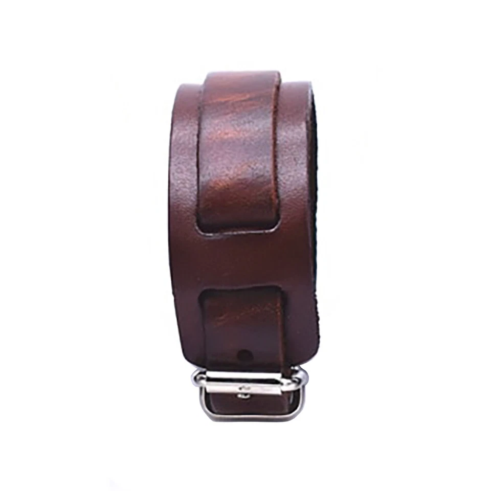 Zense - Bracelet de force pour homme en cuir ajustable marron ZB0322 - Photo 3/4