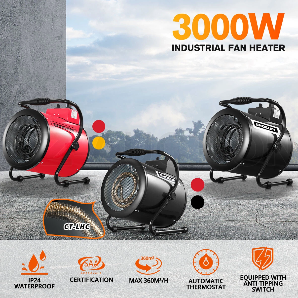 3000W Electric Industrial Fan Heater 2in1 Portable Free Standing Carpet  Dryer | eBay