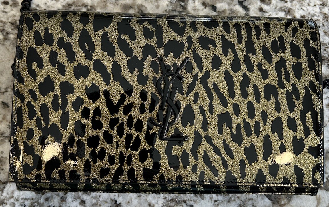 SAINT LAURENT Portafoglio borsa a mano Kate usatoaint YSL Sai Laurent glitte stampadata