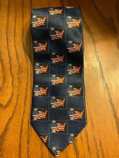 AMERICA BRAND Patriotic Navy Blue with American Flags NECK TIE Made in USA