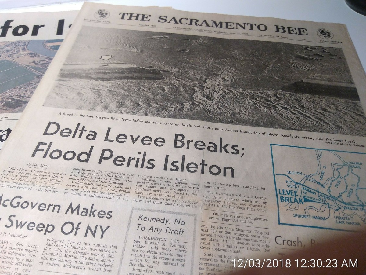 Delta Levee Break 1972 Newspapers Lot Of Four
