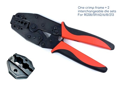 RF Coax Ratchet Crimp Tool 3G 3D3 RG58 RG59 RG62 RG6 RG8 RG213 VDV200-010