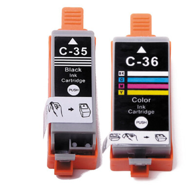 2 Pack PGI-35 BK CLI-36 C Ink Cartridges Set for Canon Pixma iP100 iP110 TR150