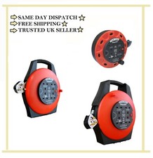 4 Way 15 Metre Extension 10m 5m Leads Reel 13 Amp Socket Cable Electrical UK