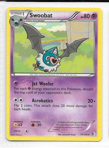 Pokemon --- SWOOBAT --- B/W Boundaries Crossed! RARE! NM/Mint! 71/149 *B3G1* - 第 3/4 張圖片