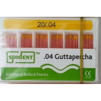 Spident #20 .04 Tapered Gutta Percha Points, Color Coded, Box