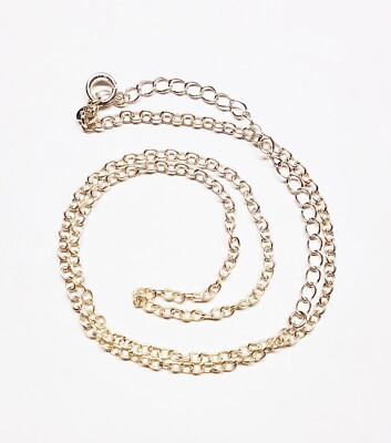 Sterling Silber Halskette 2 mm Rundkabel Oval Kette 15'' + 3'' Verlängerung (16-18'')