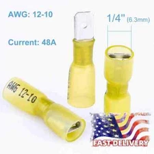 Yellow Heat Shrink Spade Female/Male Wire Connector 10-12AWG Terminal US