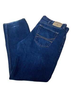 Hollister Men's Jeans Size 36x32 Blue Slim Straight Button Fly Dark Wash  Denim