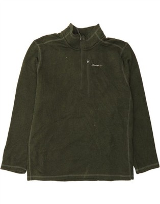 EDDIE BAUER Herren Zip Neck Sweatshirt Pullover 2XL Grün Polyester RQ09