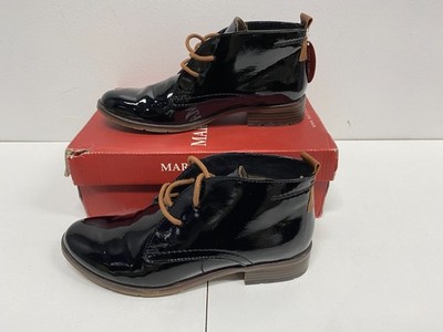 Marco Tozzi Women's Black Patent Lace-Up Ankle Boots Size EU 40