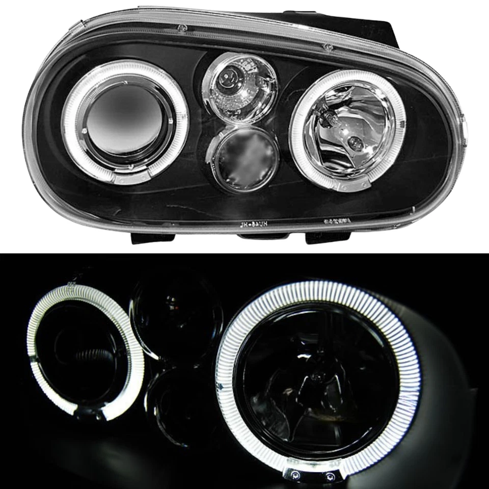 LED Angel Eyes Scheinwerfer für VW Golf IV 4 schwarz inkl NSW 09.1997-09.2003 - Bild 4 von 4