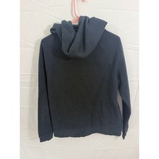 Nike Womens Funnel Neck Hoodie Black Silver Metallic Swoosh Logo Size Medium