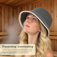 Wool Sauna Hat Felt Banya Cap Breathable Heat Protection Grey