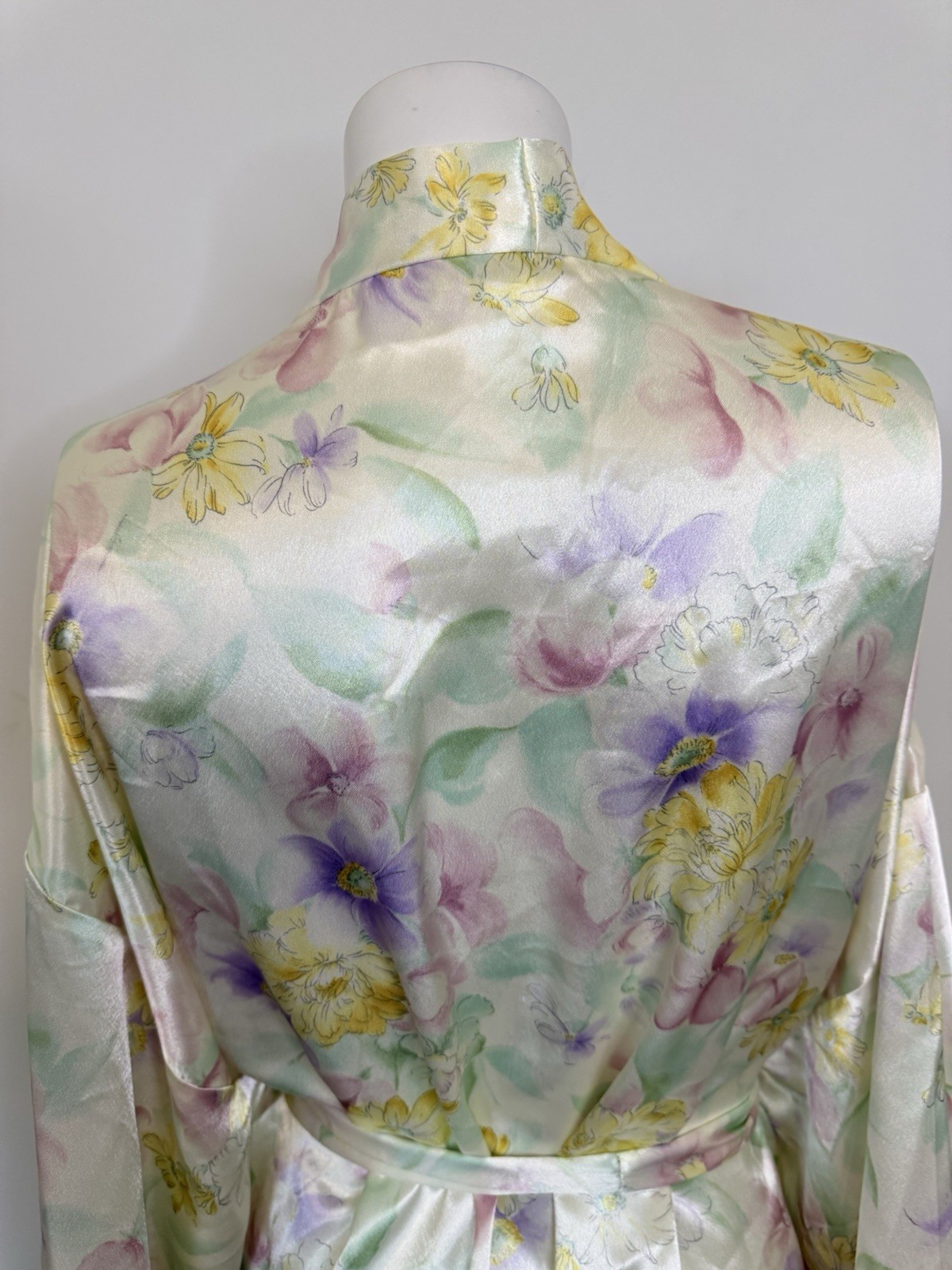 Dentelle M/L Floral Pastels Satin Robe Kimono Sty… - image 13
