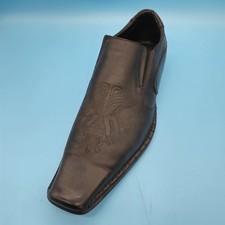 Guess Loafers Men's Size 10.5 Black Leather Square Toe Slip On Embossed