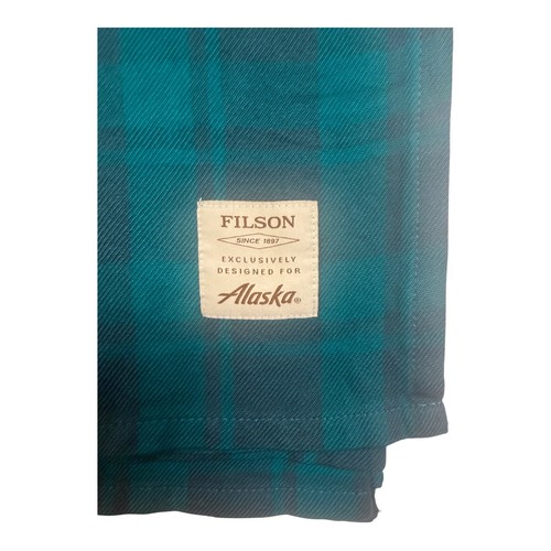 Filson Alaska Onboard Blackwatch Plaid Travel Blanket Green Blue Throw Wool Blen