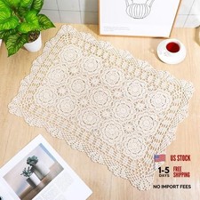 Crochet Table Runner - 19"x24" Cotton Handmade Crochet Lace Table