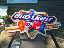 Bud Light Sign Metal Vintage RARE Pool League...