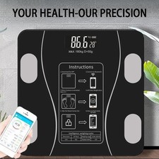 Smart Electronic Weighing Scales Tempered Glass Digital Display Rechargeable US