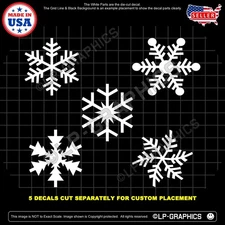 5 Christmas SNOWFLAKE Decals - usa holiday snow decor - 4-SIZES - BULK  20 PACK