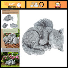 Cat Memorial Stone - Sleeping Kitten Angel Statue for Garden, Grave Marker, Pet