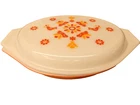 Vintage Pyrex Orange Red Friendship Divided Glass Casserole Dish  Lid  1 Quart